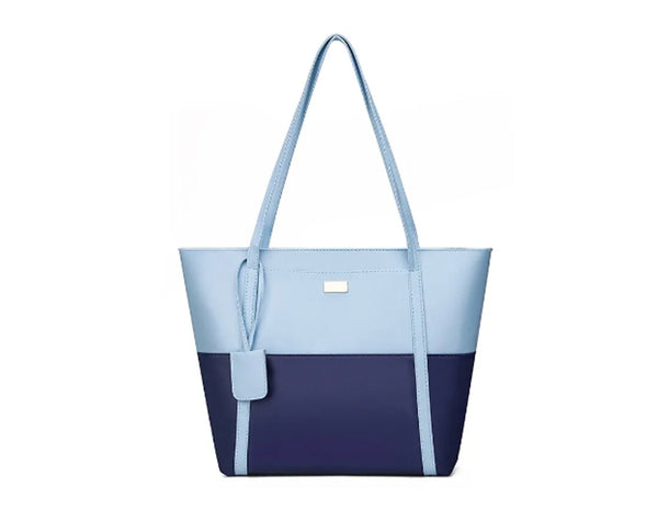 Mixed Blue Leather Large Handbag