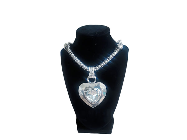 Large Heart Silver Necklace - Envee Styles Boutique