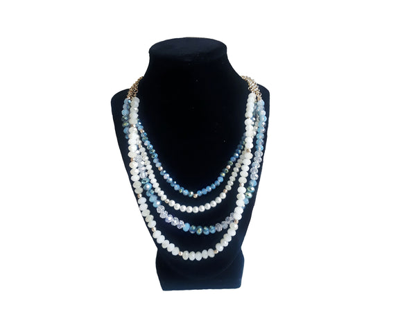 White & SkyBlue Beaded Necklace - Envee Styles Boutique