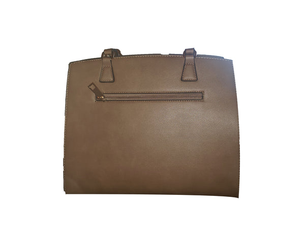 Brown 2PC Lock Handbag