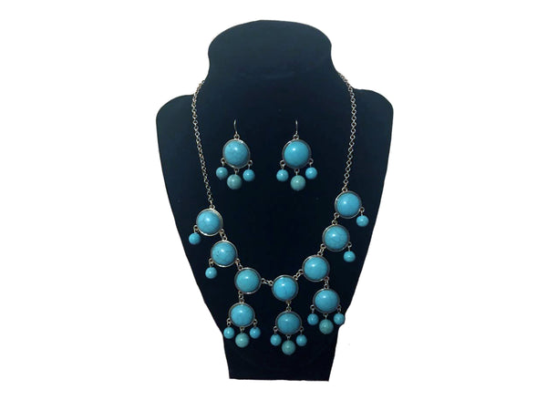 Light Blue Earrings and Necklace - Envee Styles Boutique