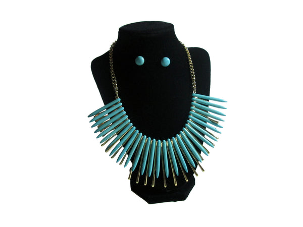 Light Blue Spiked Necklace - Envee Styles Boutique